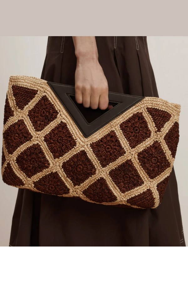 Veronica Beard Crochet Raffia Vesper Bag