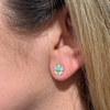 Zofia Day Diamond and Turquoise Flower Stud Earring - Thumbnail 1