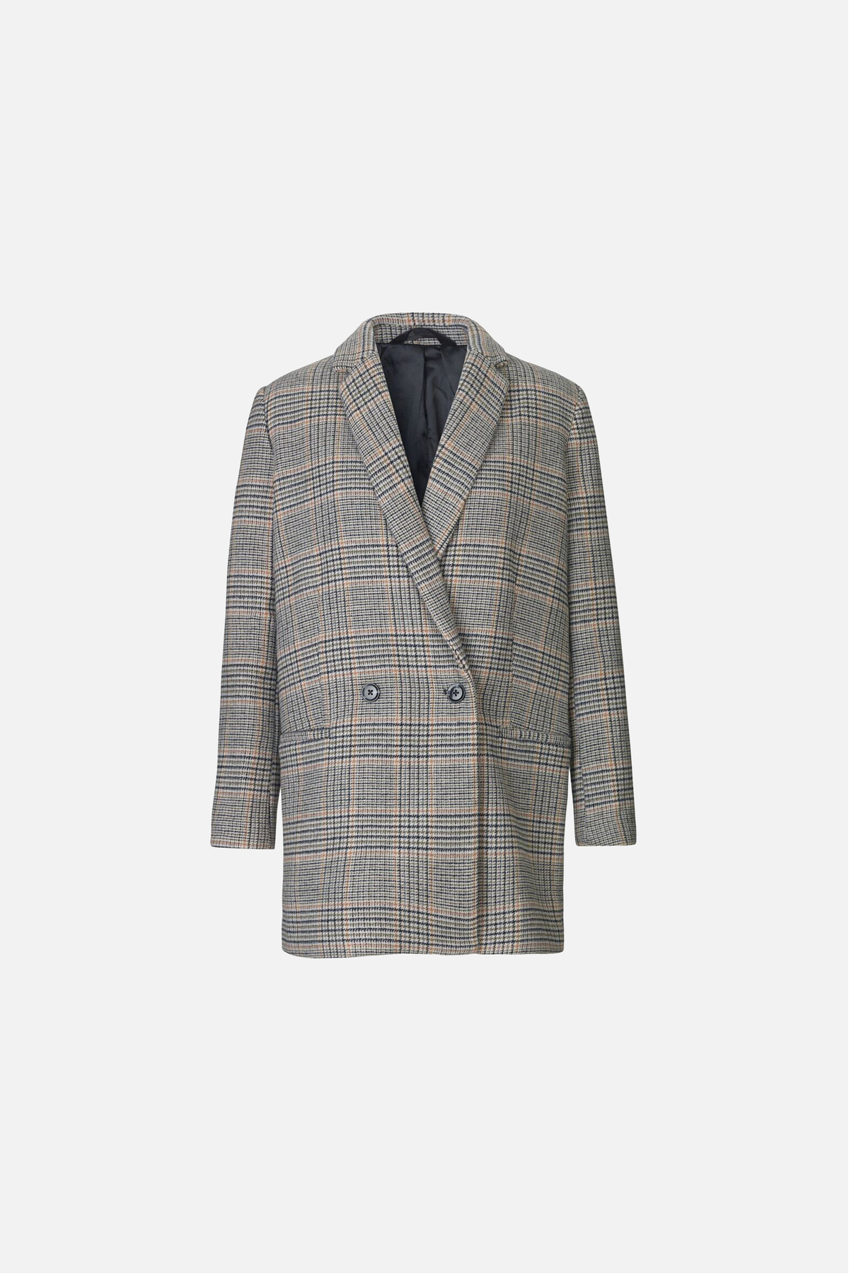 Brown & Red Checked Belted Overcoat in Wool Cashmere