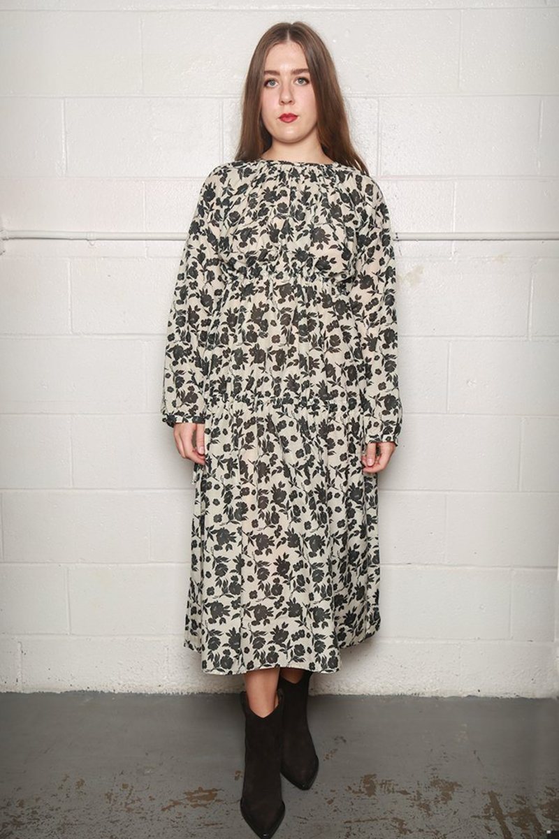 Sara Lanzi Balloon Dress - Black Flower | Garmentory 