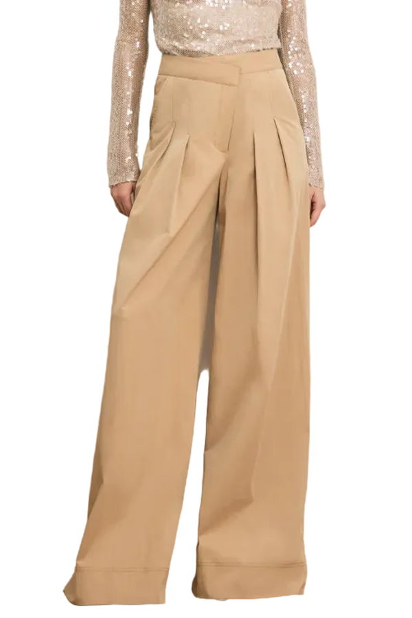 Veronica Beard Heron Crossover Waistband Pant - Khaki