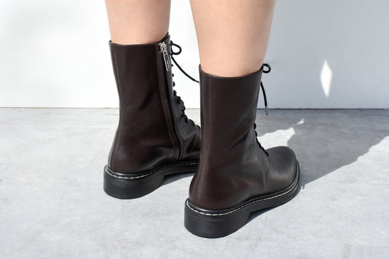 The Row Fara Lace Up Ankle Boot - Ebony