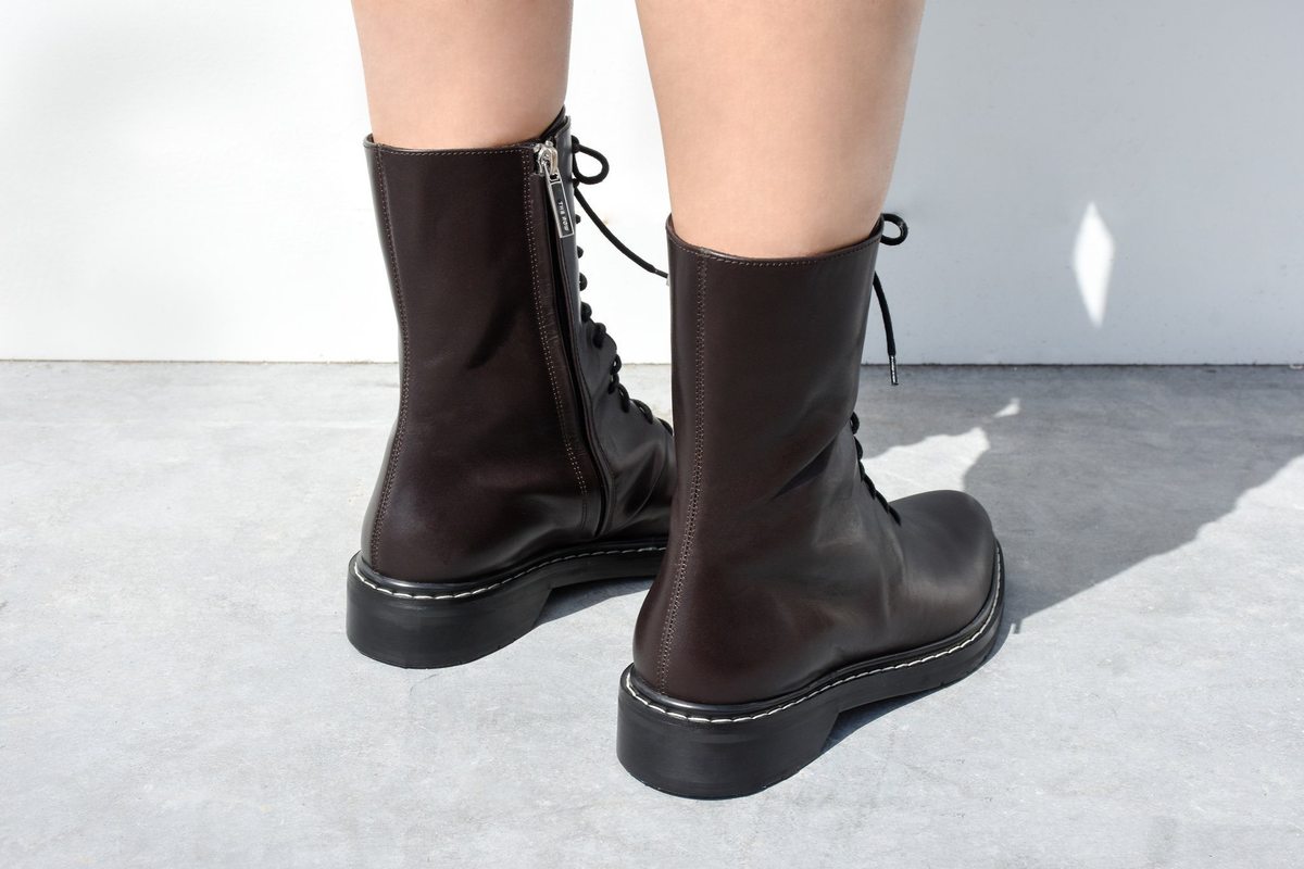 The Row Fara Lace Up Ankle Boot - Ebony - Image 3 of 6