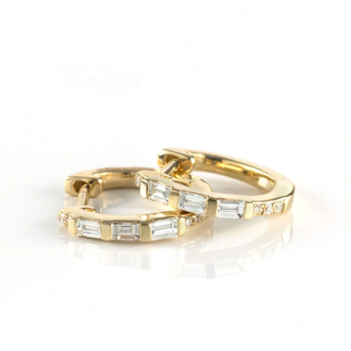 Zofia Day London Baguette Huggies Earrings - Yellow Gold - Image 1 of 1