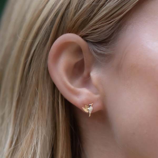Zofia Day Pave Hummingbird Studs with Emerald Eyes