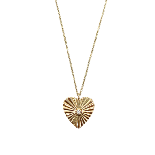 Zofia Day Petite Pleated Heart Diamond Necklace Zofia Day Petite Pleated Heart Diamond Necklace