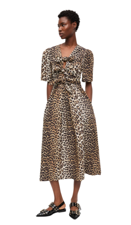 Ganni Pleated Georgette Dress - Floral Shadow Flan | Garmentory