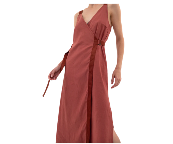Elaine Kim Waltrina Stretch Linen Faux Wrap Dress - Terracotta