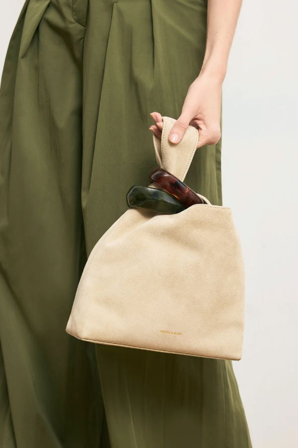 Veronica Beard Suede Swing Bag - Stone Khaki
