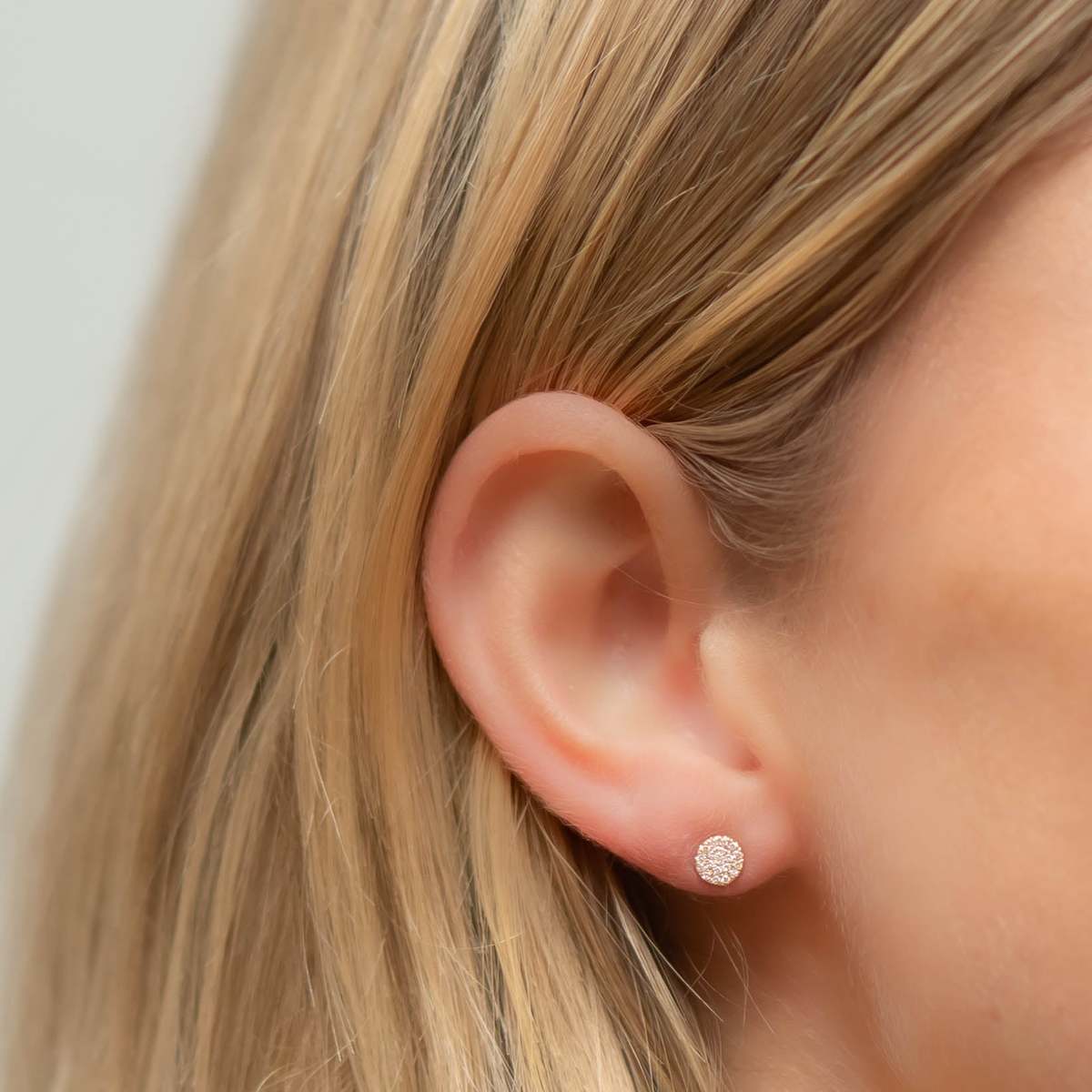 Zofia Day Teeny Tiny Pavé Diamond Disc Stud Earring - Image 1 of 1
