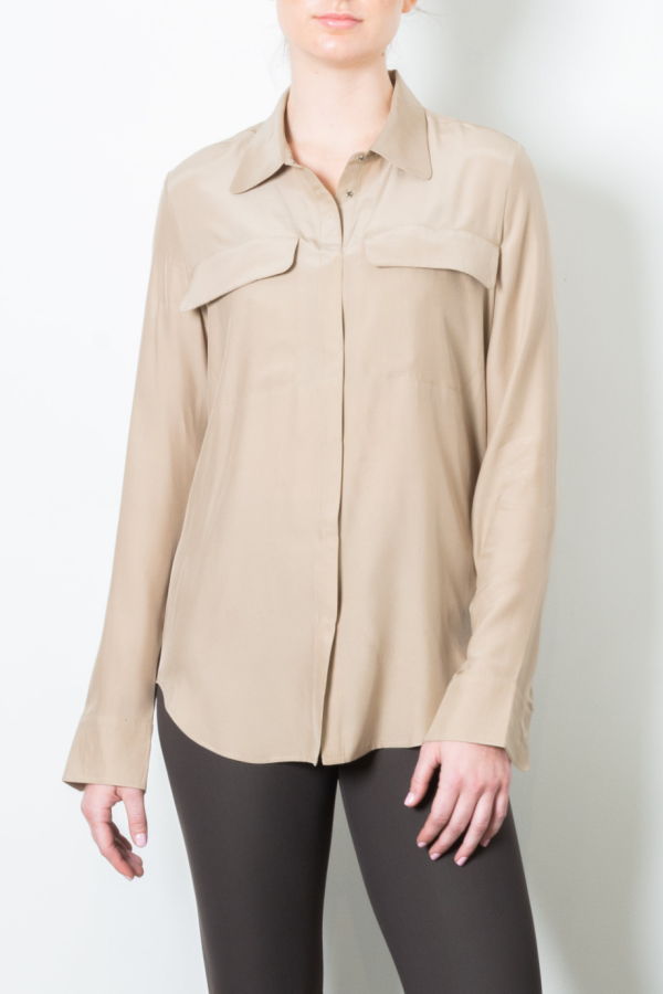 Elaine Kim Terramor Silk Charmeuse Shirt with Flap Pocket