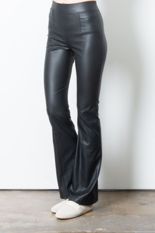 Elaine Kim Tevita Vegan Leather Flare Legging - Black
