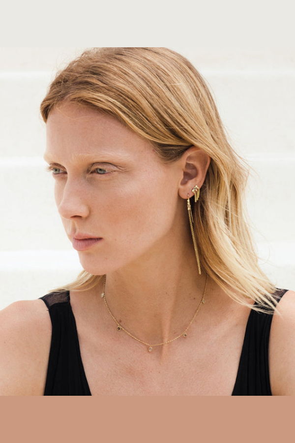 Marie Laure Chamorel Triple Tassel Diamond Earring - Gold