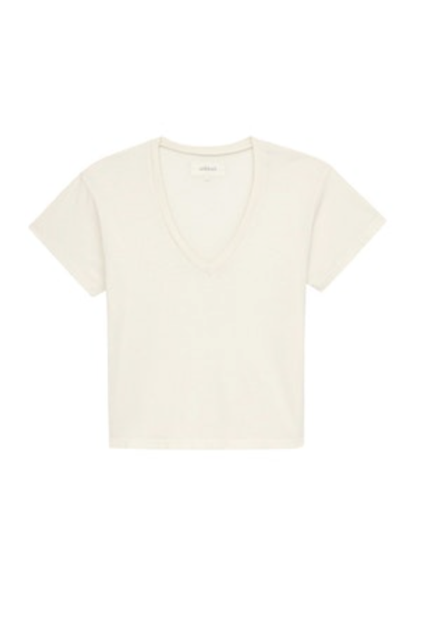 The Great. V-Neck Tee - Washed White