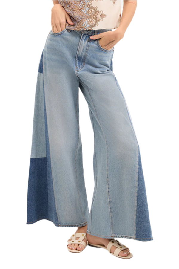 Veronica Beard Vicki Patchwork Wide Leg Jean - Wanderer Undone