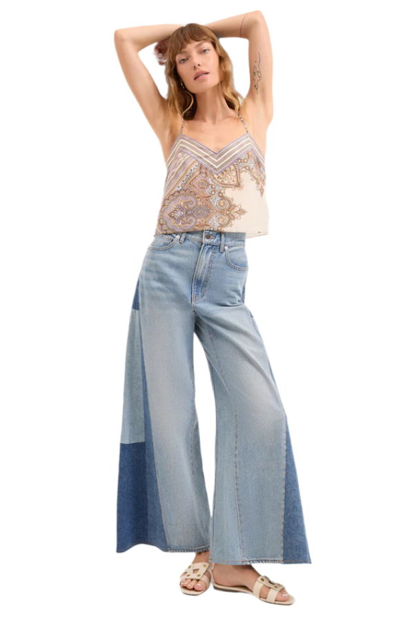 Veronica Beard Vicki Patchwork Wide Leg Jean - Wanderer Undone