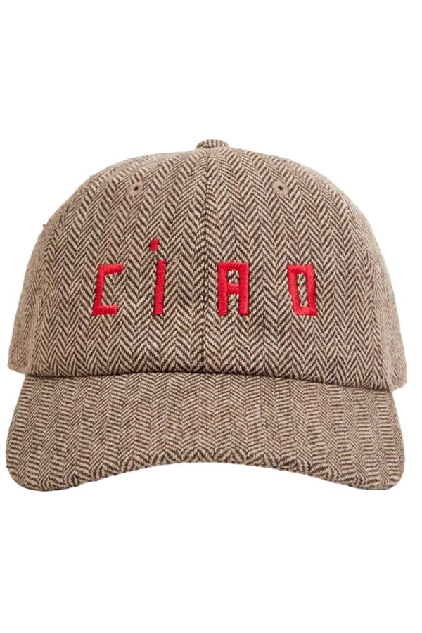 Clare V. Embroidered Ciao Wool Baseball Hat