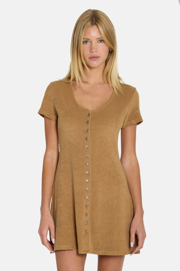 The Tile Club Hannah Terry Buttondown Dress - Brown