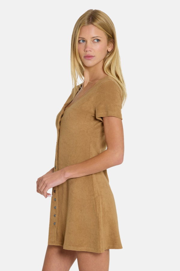 The Tile Club Hannah Terry Buttondown Dress - Brown