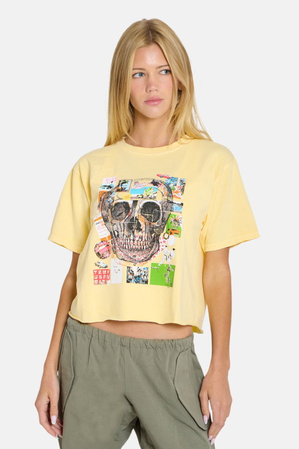 Blue&Cream Peter Tunney 'Miss You' Skull Cropped Tee