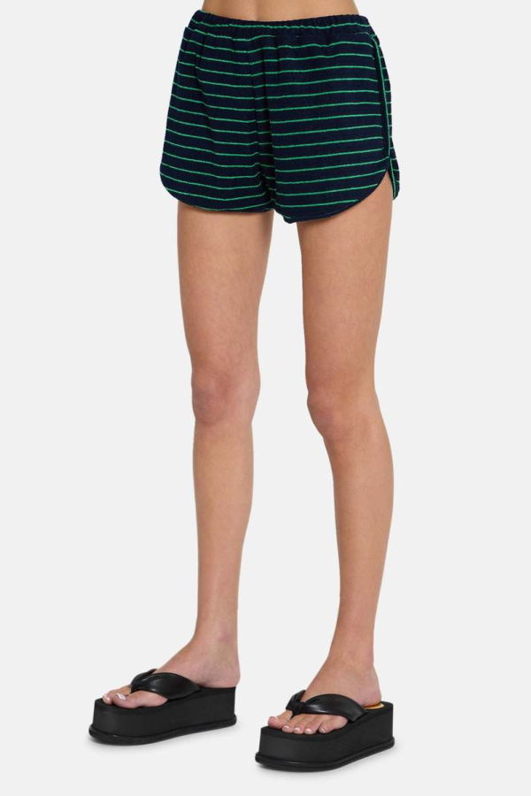 The Tile Club Sammy Terry Shorts - Navy/Green Stripe
