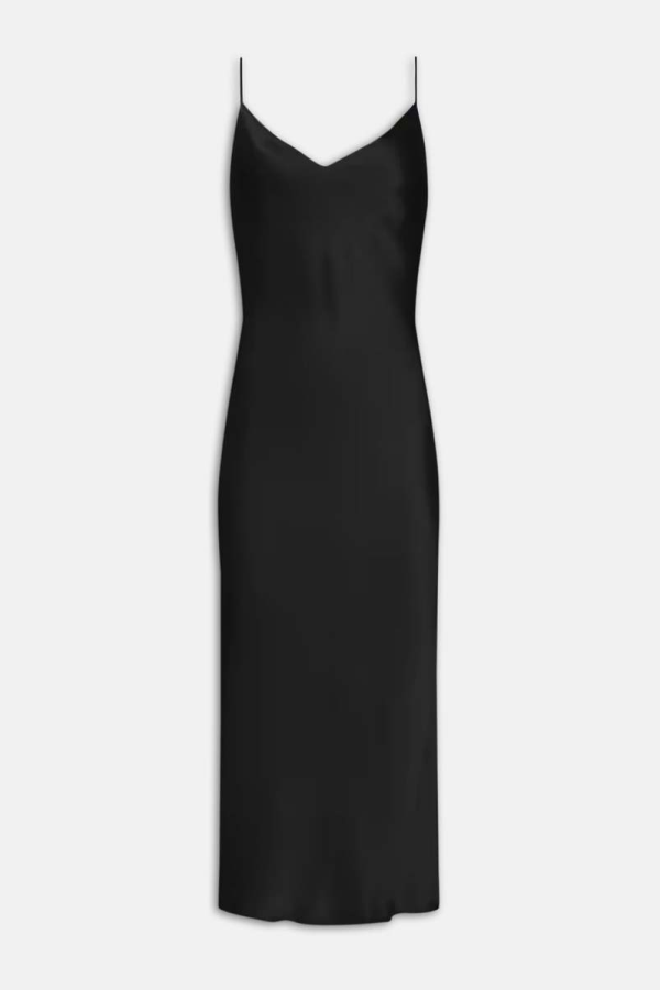 L'agence Seridie Silk Slip Dress - Black