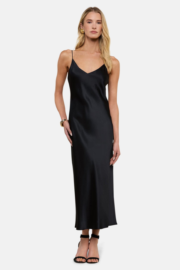 L'agence Seridie Silk Slip Dress - Black