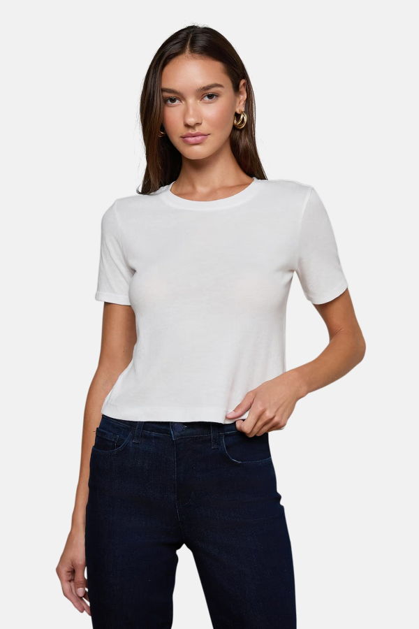 L'Agence Stormy Cropped Cotton Tee