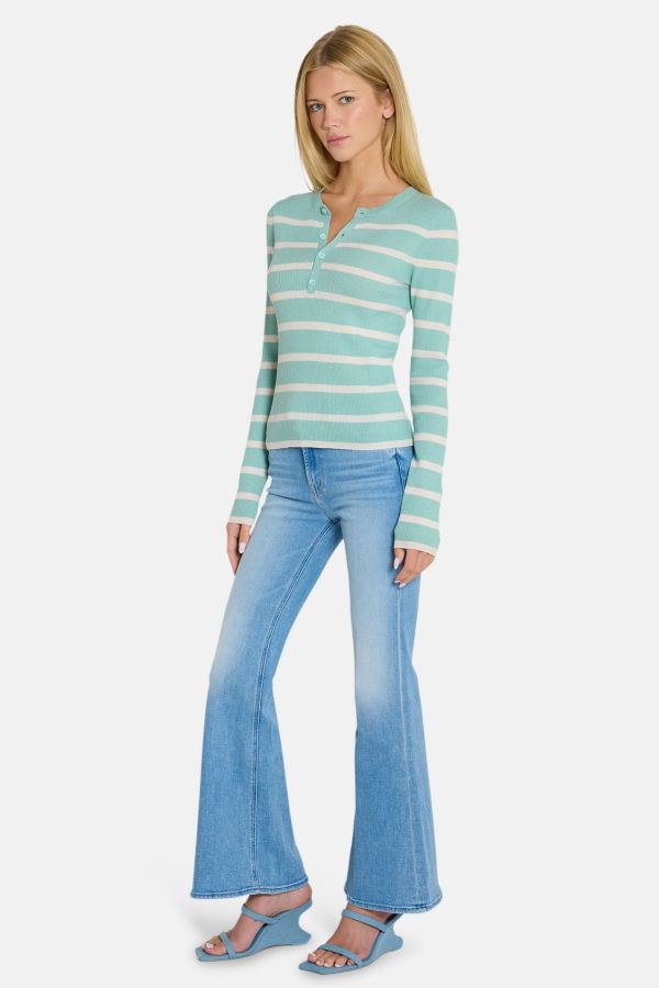 The Tile Club Sylvia Striped Henley Sweater