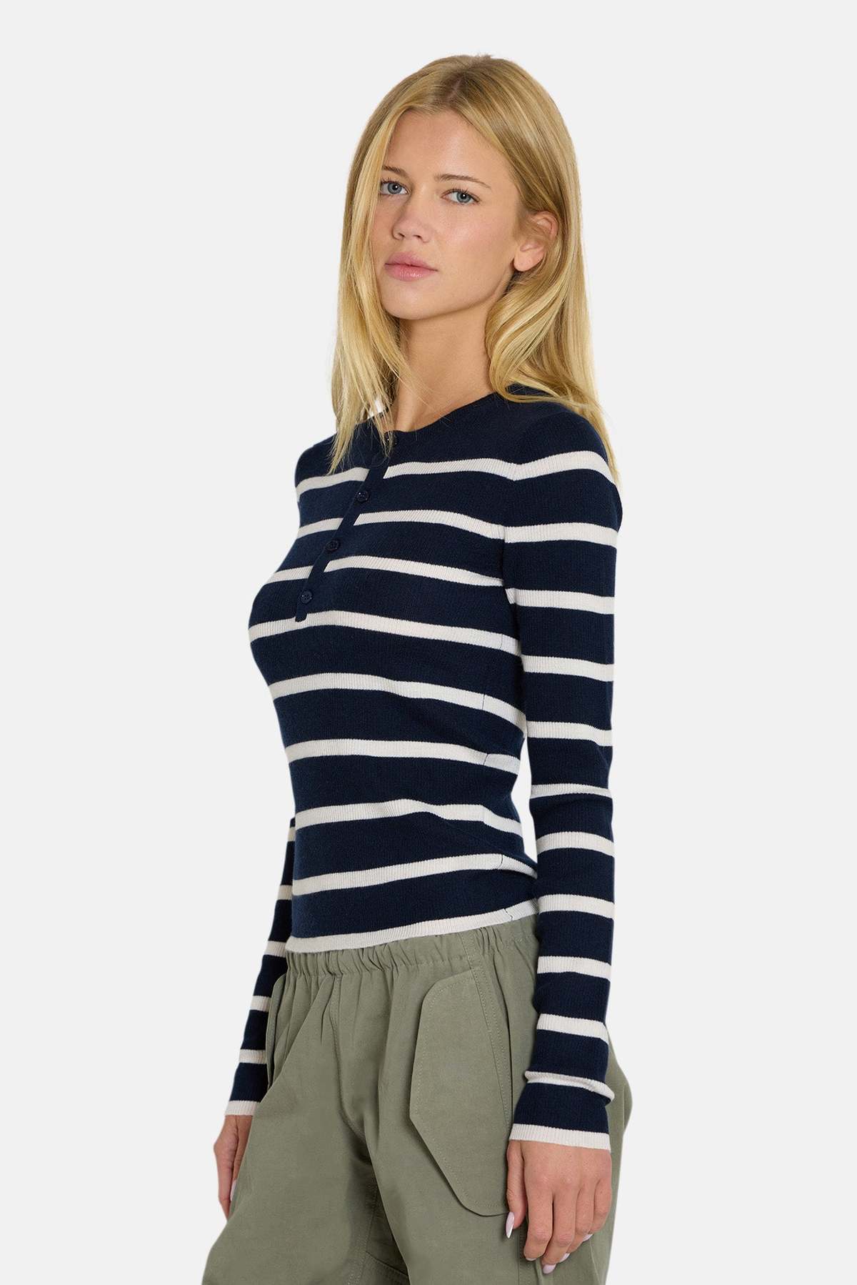 The Tile Club Sylvia Striped Henley Sweater - Image 2 of 4