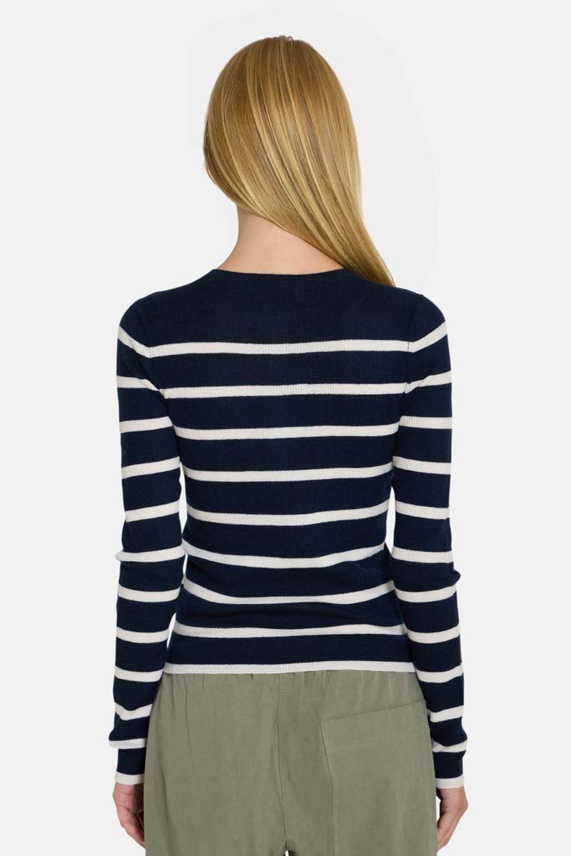 The Tile Club Sylvia Striped Henley Sweater