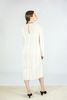 Giada Forte Pleated Velvet Roundneck Dress - Naturale - Thumbnail 3