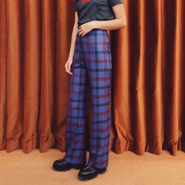 high waisted plaid dress pants Tall Plaid High-Waisted Wide-Leg Pant – New York & Company