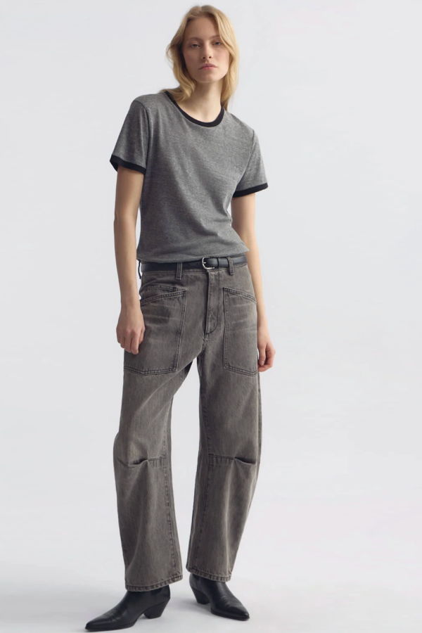 Nili Lotan Shon Mid-Rise Stretch Bow-Leg Denim