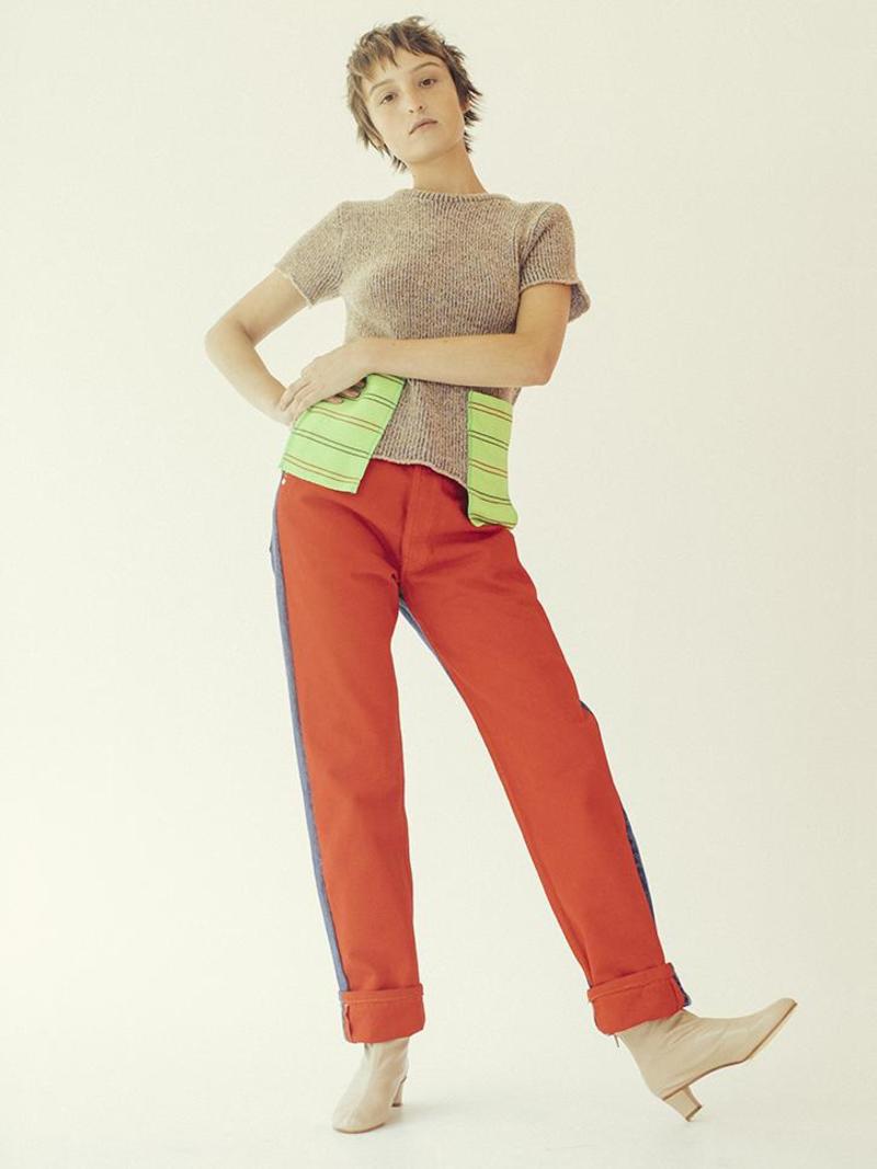 Bless Vintage Pleat Front Jeans - Red/Blue | Garmentory