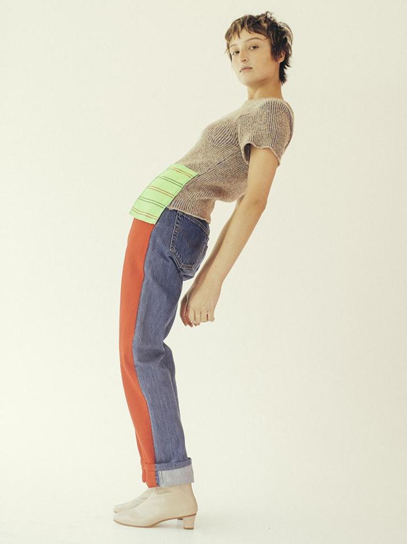 Bless Vintage Pleat Front Jeans - Red/Blue | Garmentory