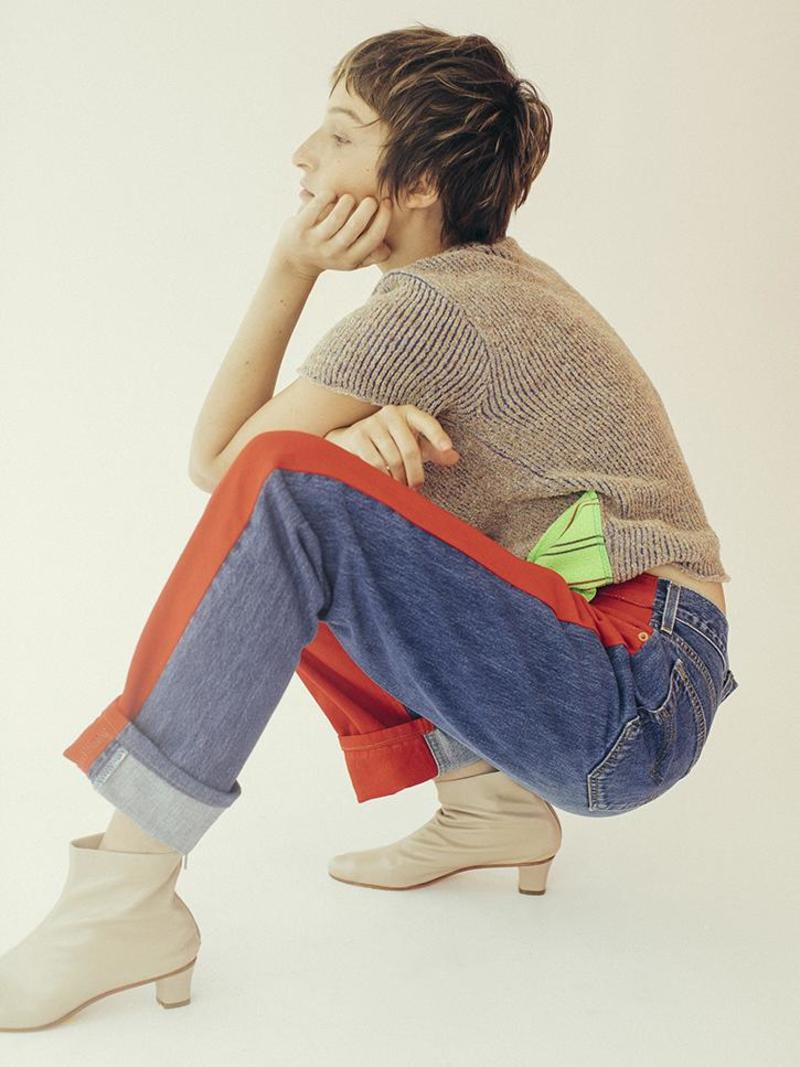 Bless Vintage Pleat Front Jeans - Red/Blue | Garmentory