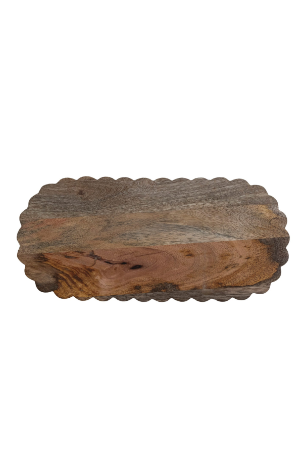 Creative Co-Op Oval Mango Wood Scallop Cheese Board