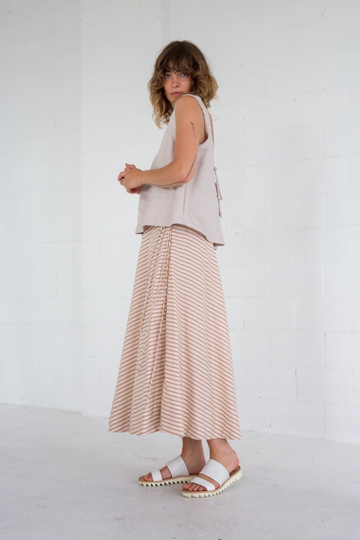 Lois Hazel Tie Circle Skirt - Stripe - Image 2 of 3