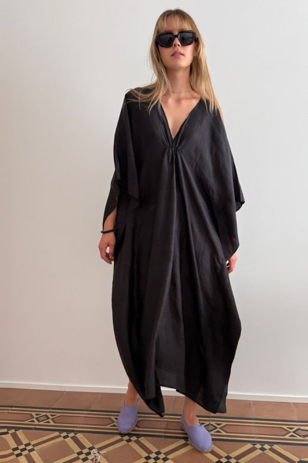 Two Black silk caftan - Black