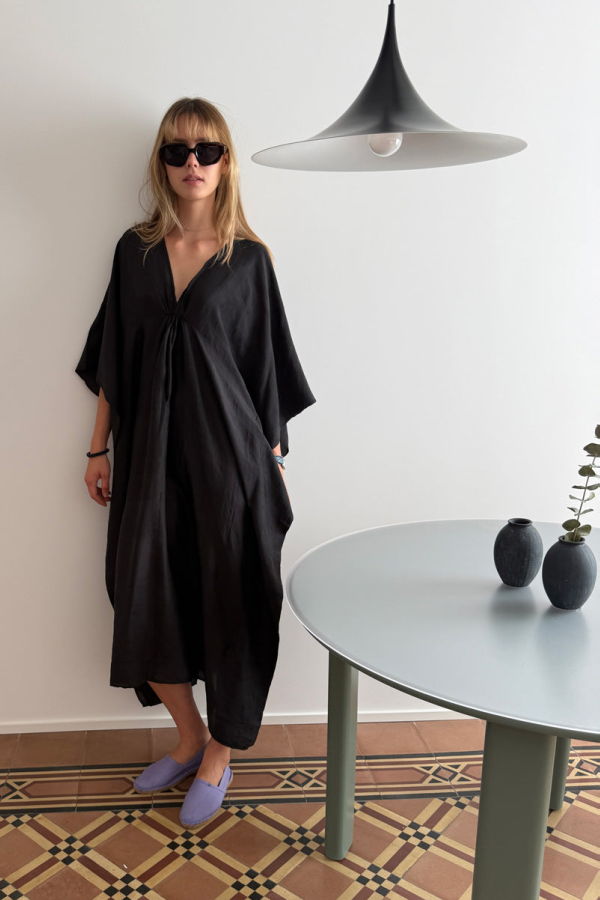 Two Black silk caftan - Black