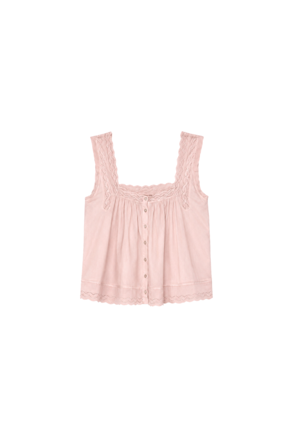The Great. The Eyelet Tank - Washed Rose