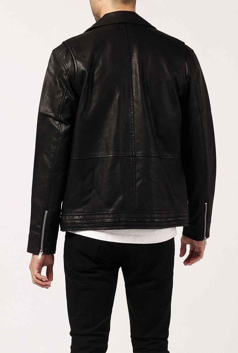 Obey Bastard Pu Leather Jacket black Garmentory