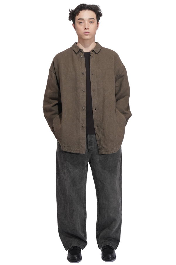 MITTAN Linen Ramie Wide Trousers - Charcoal