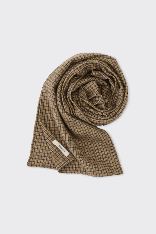 CAWLEY STUDIO Japanese Check Cotton/Wool Twill Scarf