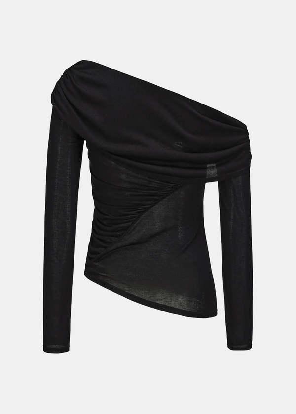 ELYWOOD Irregular Paneled Off Shoulder Top - Black ELYWOOD Irregular Paneled Off Shoulder Top - Black
