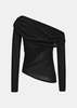 ELYWOOD Irregular Paneled Off Shoulder Top - Black - Thumbnail 1
