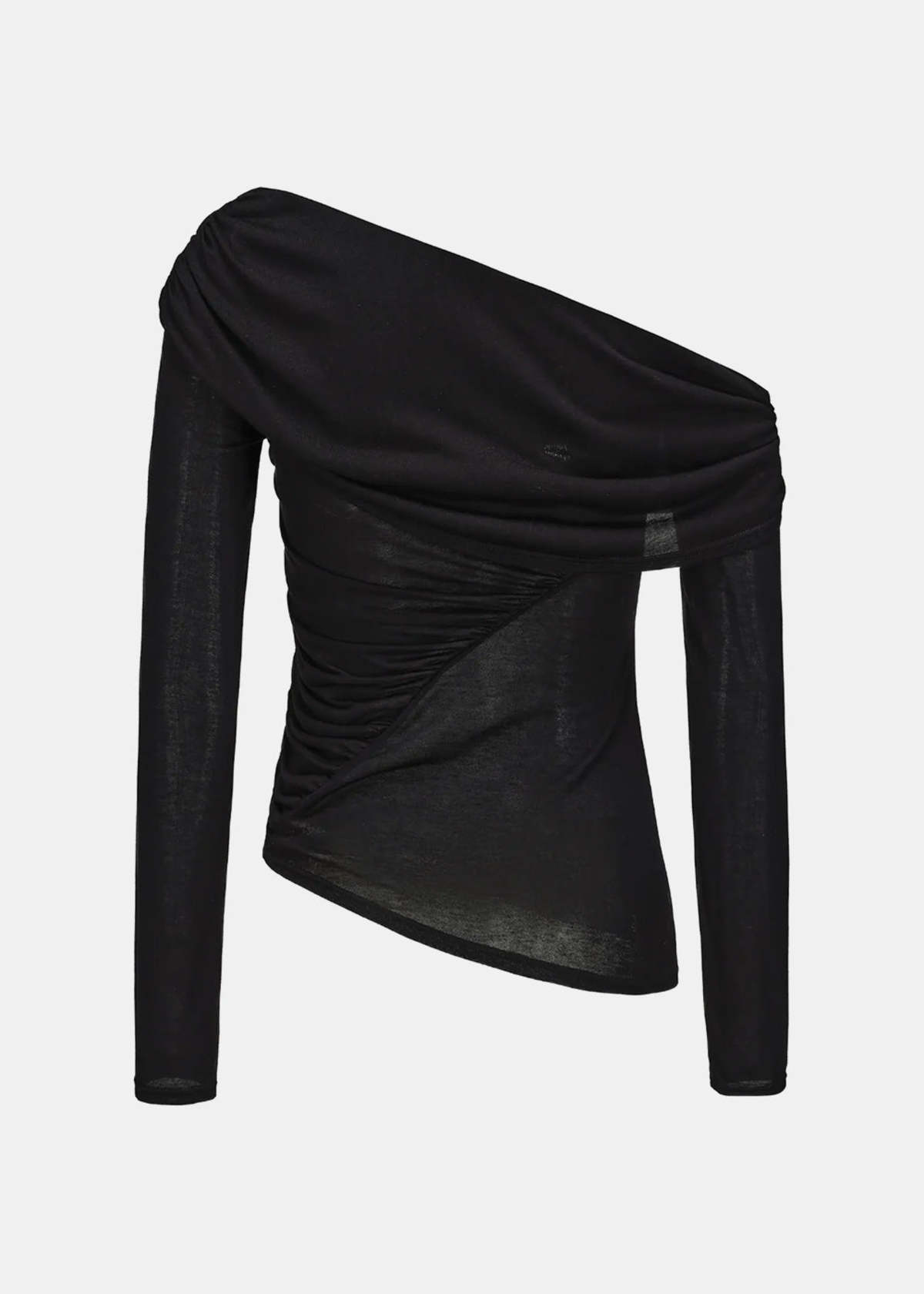ELYWOOD Irregular Paneled Off Shoulder Top - Black - Image 1 of 3