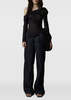 ELYWOOD Irregular Paneled Off Shoulder Top - Black - Thumbnail 2