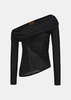 ELYWOOD Irregular Paneled Off Shoulder Top - Black - Thumbnail 3